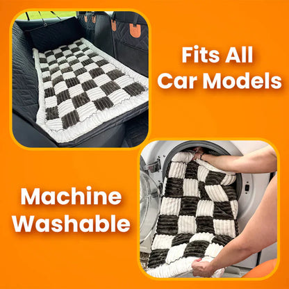 Hard Bottom 6-In-1 Dog Back Seat Cover , Waterproof Mesh Window, Non-Slip for Cars, Trucks and Suvs +FREE Car Backseat Dog Bed + FREE Dog Safety Belt